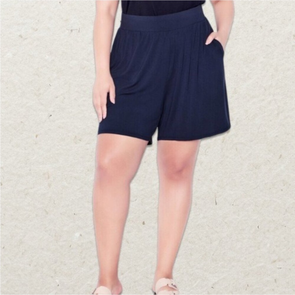 Navy High Waist Knit Shorts